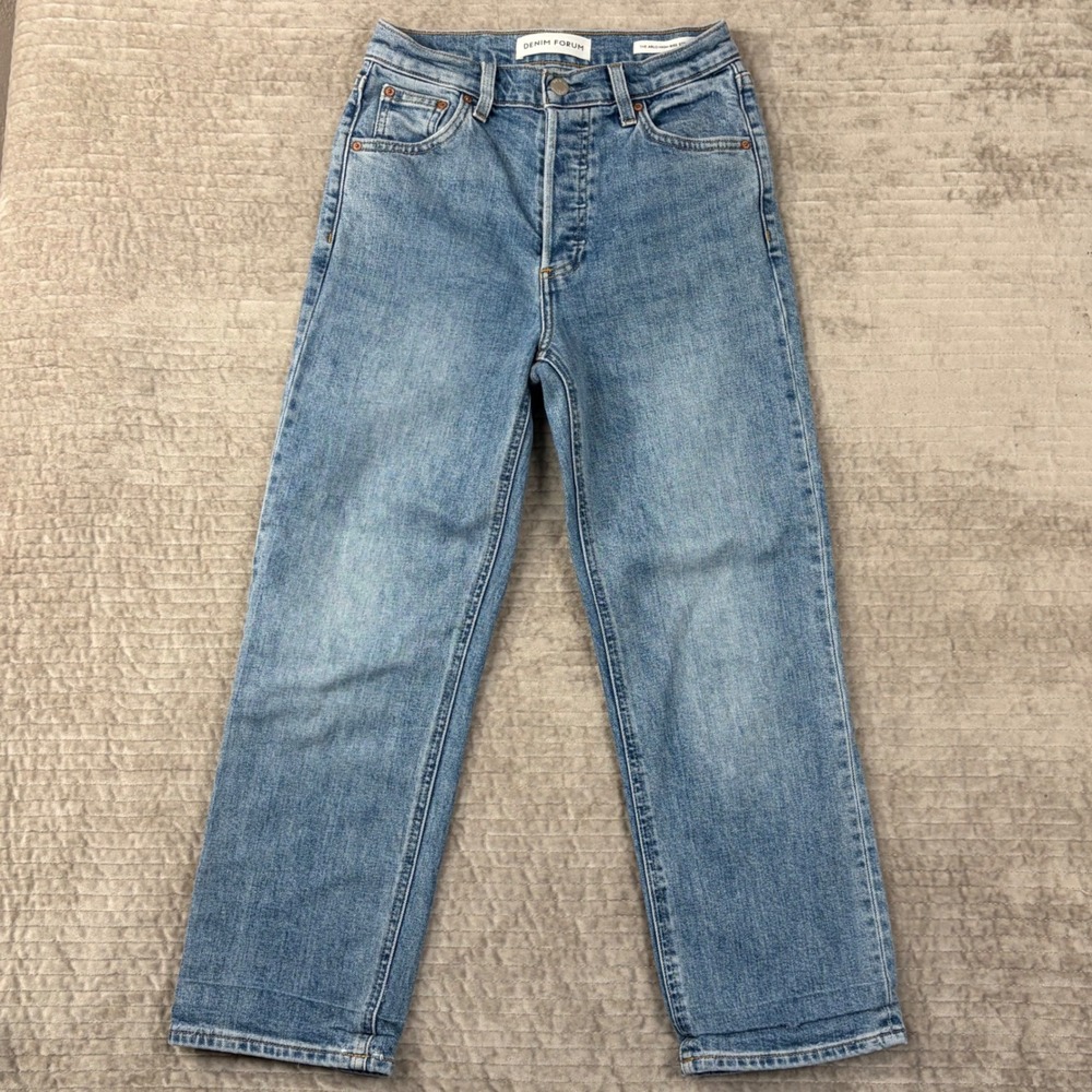 Denim Forum The Arlo High Rise Straight Jeans 28L Size 25 Blue Denim *Hemmed 24"